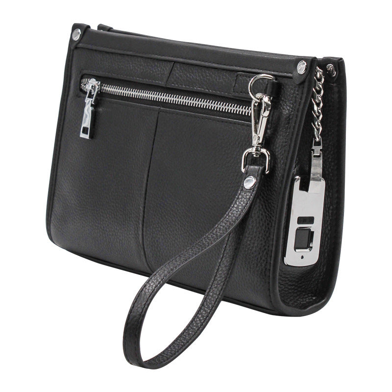 Business First Layer Leather Handbag Fashion Fingerprint Lock Male Wallet